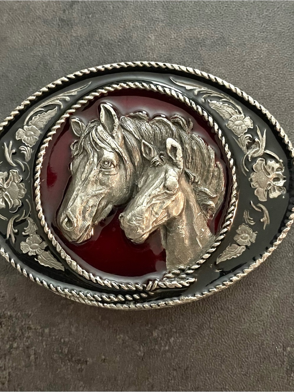 Vintage rare 1991 horse belt buckle for men or women